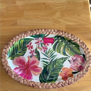 Tropical Floral Oval Tray - 21x14